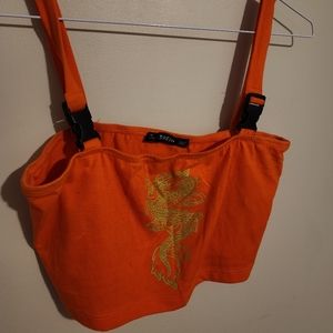 Orange buckle t shirt
